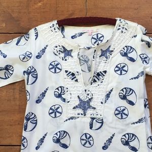 Barbara Gerwit Linen Tunic w/ Seashells & Beading